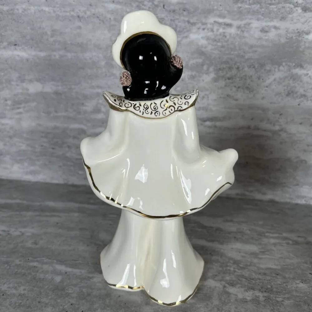 Florence Ceramics 1950's Asian Couple Blossom Girl & Lantern‎ Boy 8 1/2